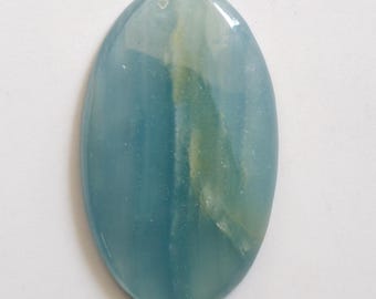 Calcedônia Natural Aqua Fresh de Qualidade AAA, Cabochão, Peso 49 Quilates, 1 Peça, Tamanho 43x25x5 mm, Azul Celeste, Lisa, Ideal para Anel e Pingente. Gema avulsa.