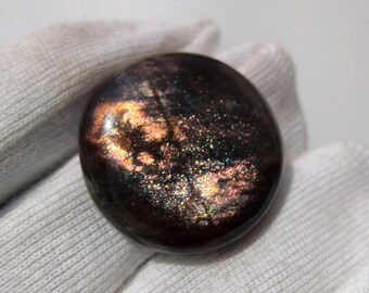 Gema natural de Coca Sunstone, lapidação cabochão redonda, 40 quilates, 28x28x6mm, qualidade AAA.