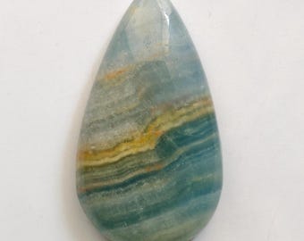 Calcedônia Natural Aqua Fresh de Qualidade AAA, Cabochão, Peso 53 Quilates, 1 Peça, Tamanho 40x23x8 mm, Azul Celeste, Lisa, Ideal para Anel e Pingente. Gema avulsa.