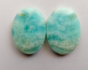 Natural Blue Oregonite Cabochon Matching Loose Gemstone Weight 40 Caret 1 Pair Size 24X18X5 MM Smooth Polished Oregonite for Jewelry Making