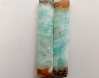 Natural Blue Oregonite Cabochon Matching Loose Gemstone Weight 40 Caret 1 Pair Size 43X8X5 MM Smooth Polished Oregonite for Jewelry Making