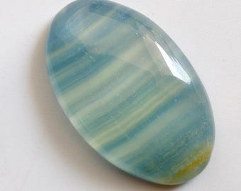 Calcedônia Natural Aqua Fresh de Qualidade AAA, Cabochão, Peso 36 Quilates, 1 Peça, Tamanho 32x20x7 mm, Azul Celeste, Lisa, Ideal para Anel e Pingente. Gema avulsa.