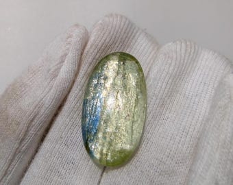AAA品質のグリーンカイヤナイトオーバルカボション（ジュエリー製作用）（27x15x3 mm）