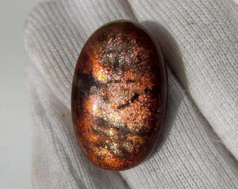 Naturalny kamień słoneczny z koki w owalnym kaboszonie, 24x15x5 mm, 16-karatowy luźny kamień jakości AAA