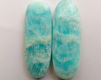 Natural Blue Oregonite Cabochon Matching Loose Gemstone Weight 52 Caret 1 Pair Size 39X14X5 MM Smooth Polished Oregonite for Jewelry Making