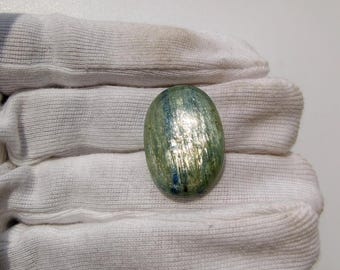 AAA品質のグリーンカイヤナイトオーバルカボション（ジュエリー製作用）（28x20x5mm）