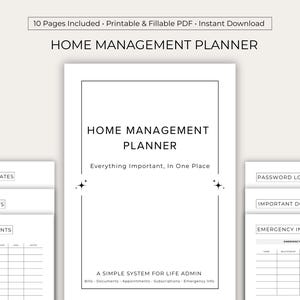 Druckbarer Kalender | Wichtige Dokumente & Bill Tracker | Familien Organizer Planer PDF