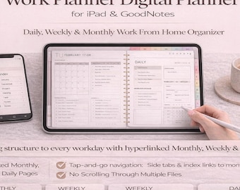 Undated Digital Work Planner iPad & Android | GoodNotes  Daily Weekly Monthly Organizer | Notability Compatible PDF