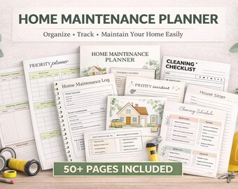 Home Maintenance Planner | Cleaning Schedule, House Checklist, Property Maintenance Log, Emergency & Repair Tracker