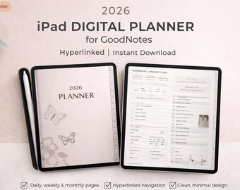2026 iPad Digital Planner GoodNotes | Hyperlinked Daily  Weekly Monthly Simple Planner