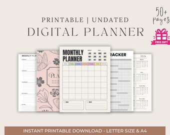 Undated Digital Planner iPad & Android 2026 | GoodNotes Daily Weekly Monthly with Stickers