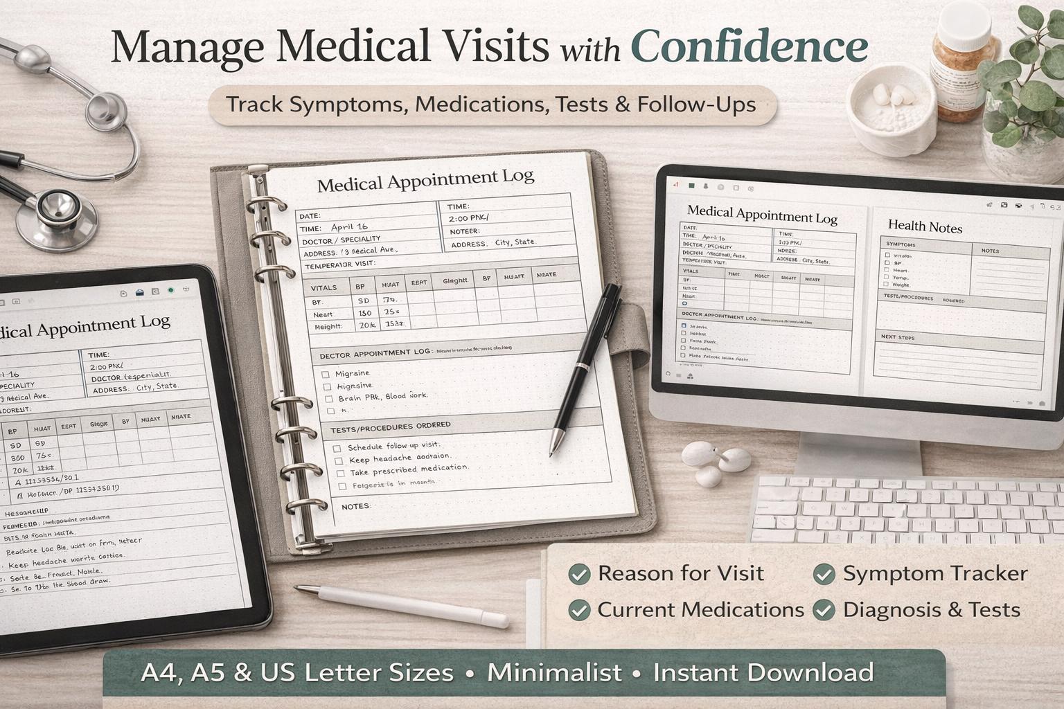 Visit Tracker Reseptionist Doctor Appointment Planner Printable | Weekly Appointment Log | Medical ...