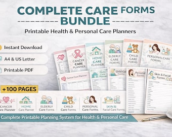 Cancer Care Forms Bundle Printable | Chemotherapy Journal,  Treatment Tracker & Symptom Log