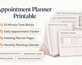 Appointment Planner Printable | 15-Min Time Block Daily  Scheduler | Salon Booking + Client Tracker | Instant Download