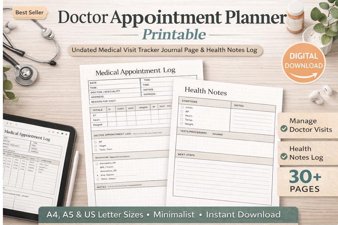 Doctor Appointment Planner Printable | Weekly Appointment Log | Medical ...