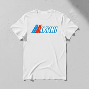 T-shirt met Mikuni Racing-logo, T-shirt van het merk motorcarburateur, JDM Motor Racing-shirt, vintage motorliefhebberkleding