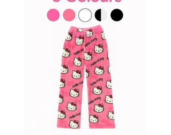 Hello Kitty Plüsch-Pyjama, süß, flauschig, rosa, schwarz, weiß – das perfekte Geschenk für Mutter, Tochter, Kind, Geburtstag oder Weihnachten.