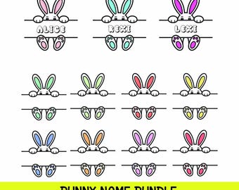 Bunny Name Frame SVG, Split Easter Monogram SVG, Bunny Monogram Frame, Easter Bunny SVG, Cricut & Silhouette Cut File,Digital Download