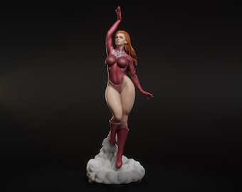 Superhero Girl 3D Print Model Elegant Figure for Resin