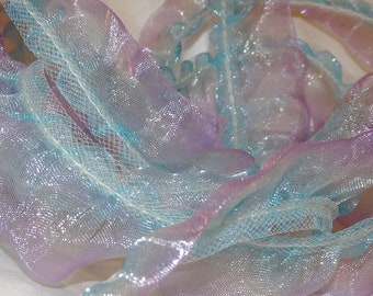 7/8" Lavender Blue Organza Gathered Trim
