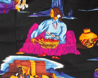Native American in Traditional Dress Southwest Print Alexander Henry 3/4 yd