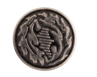 Oak Leaf Jean Tack Button Size 27L (11/16") ANTIQUE SILVER
