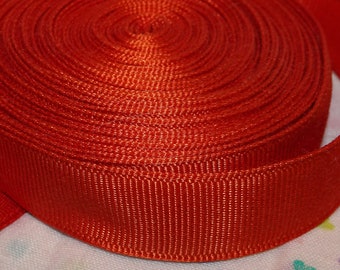 Ruban RAYONNE COTON gros-grain orange 5/8" vintage BTY