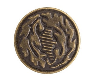 Oak Leaf Jean Tack Button Size 27L (11/16") ANTIQUE BRASS