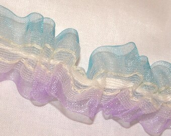 1" Lavender Blue Organza Gathering Insta Flower Ribbon