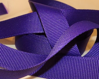 5/8" Purple Shades 7 Color Choice Solid Grosgrain Ribbon Vintage Old Store Stock BTY