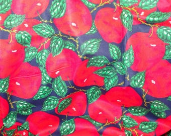 Apples on Navy Blue Colorful Fabric 1/2yd