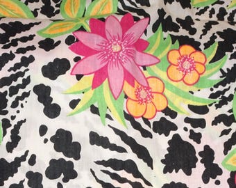 Tropical Animal Print and Flowers  1/2yd