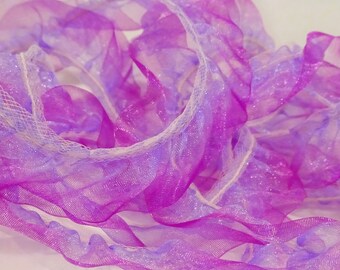 7/8" Grape Lavender Organza Gathered Ribbon Trim