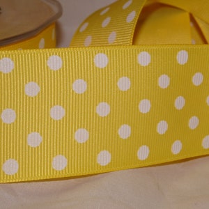 1-1/2" geel grosgrain lint witte stippen Old Store-voorraad op maat gesneden