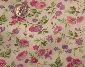 Flowers Pink & Purple Flowers on Cream Fat Quarter