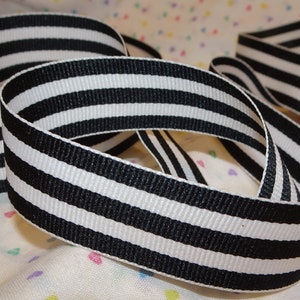 Nastro grosgrain a strisce nere e bianche da 7/8" Offray USA Vintage Old Store Stock