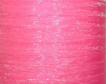 1/4 « Ruban d’organza étincelant rose Fuchsia Old Store Stock BTY