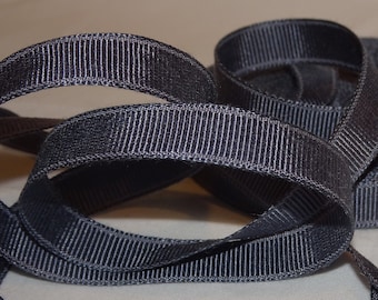 3/8" Slate Gray Grosgrain 100% RAYON Vintage Ribbon By The Yard