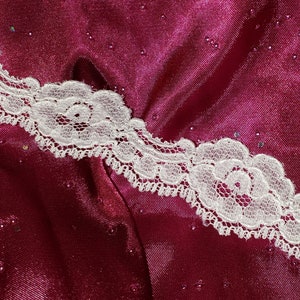 1" Borda de renda nupcial re-bordada creme marfim vintage estoque antigo artesanato chapelaria floral casamento nupcial
