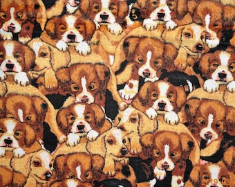 Beagle Puppies Flannel "Top Dog" Joe Boxer 1994 100% BRUSHED Cotton Flannel Last Piece 30" x 44"
