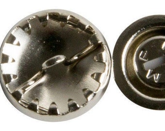 18L COVER BUTTONS with teeth (3/8" 11.5mm) Half-Ball Aluminum Pass-thru Shank-back with Teeth Hold Fabric Securely Won't Pull Apart