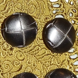 Bottoni Vintage Bombati Neri Per Cappotti: Pelle Scamosciata - Foto 7