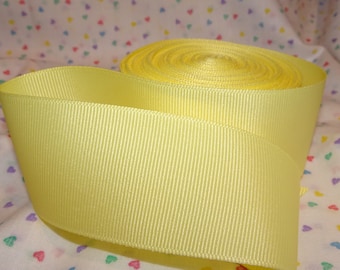1-1/2" Pale Yellow COTTON RAYON Vintage Grosgrain Old Store Stock BTY