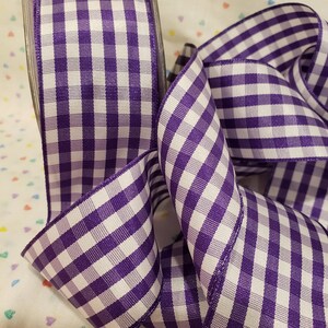 1-1/2" ROXO Gingham Tafetá Fita Vintage Loja Antiga Estoque BTY