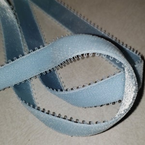 5/8" blauw fluwelen picotlint met glanzend satijnen achterkant Old Store Stock BTY