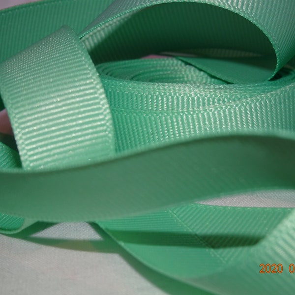 5/8 » MINT GREEN vintage Grosgrain Ruban vintage Old Store Stock BTY