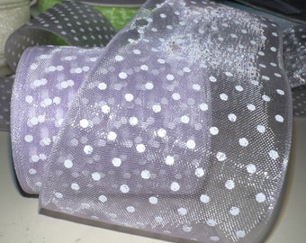 1-5/8" Pale Orchid Organza Mini Polka Dot Ribbon 3 yds