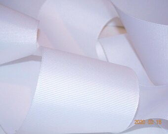 2-1/4" White Vintage Grosgrain Ribbon Vintage Old Store Stock