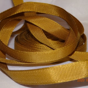 3/8" donkergouden grosgrain RAYON KATOEN vintage lint op maat gesneden