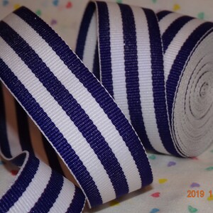 7/8" paarse en witte strepen 3,5 m grosgrain lint Offray, VS